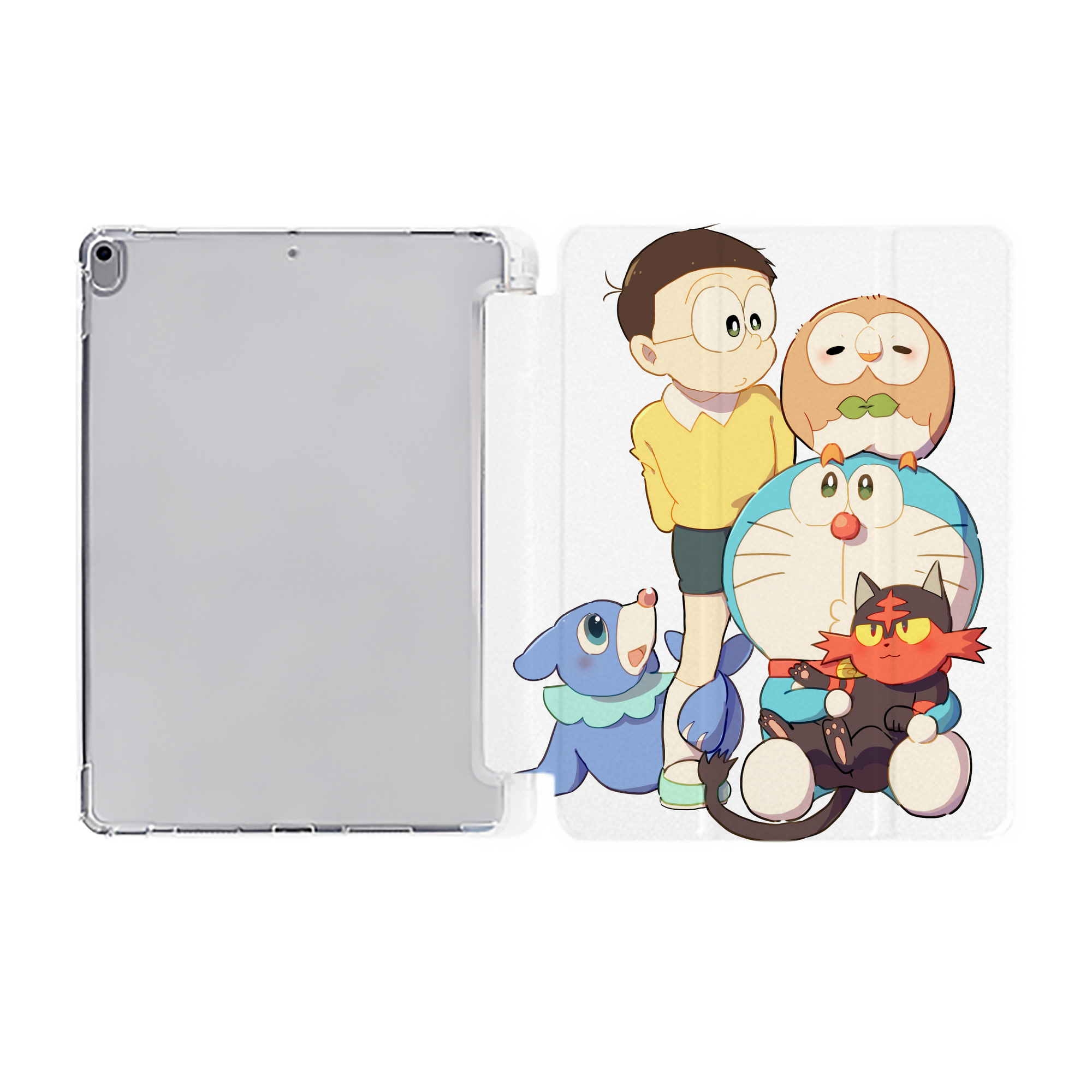 （画像用） ドラえもん Doraemon IPad ケース ペン収納付き 三つ折りスタンド PUレザー×シリコン 対応機種9.5/10.5/10.9インチ